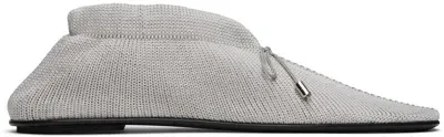 Totême Gray 'the Knitted' Ballerina Flats In 181 Matt Silver