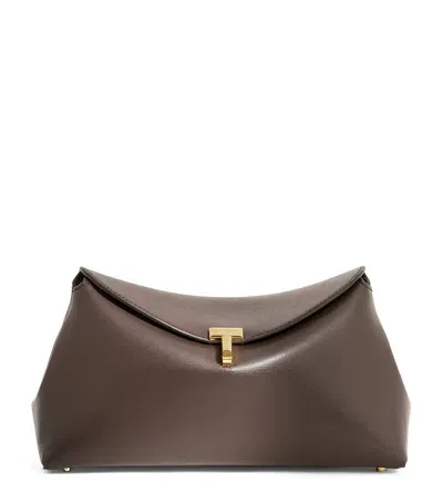 Totême Leather T-lock Clutch Bag In Brown