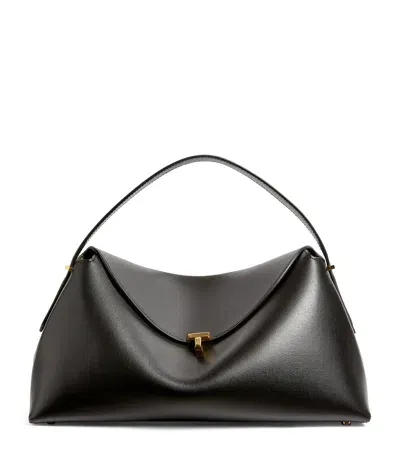 Totême Leather T-lock Top-handle Bag In Black