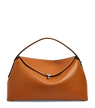 Totême Leather T-lock Top-handle Bag In Brown