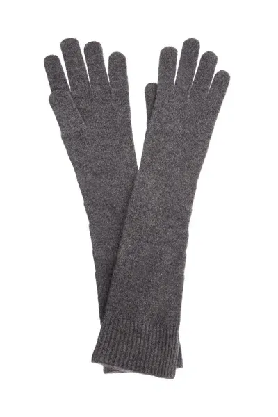 Totême Long Wool And Cashmere Gloves In Grey