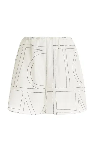 Totême Monogram-printed Cotton-blend Pj Shorts In Black,white