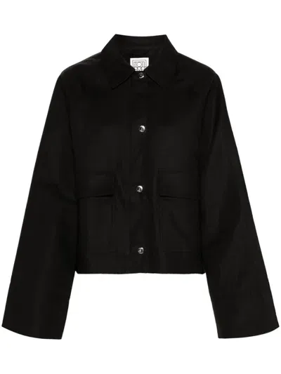 Totême Cropped Cotton Jacket In Black