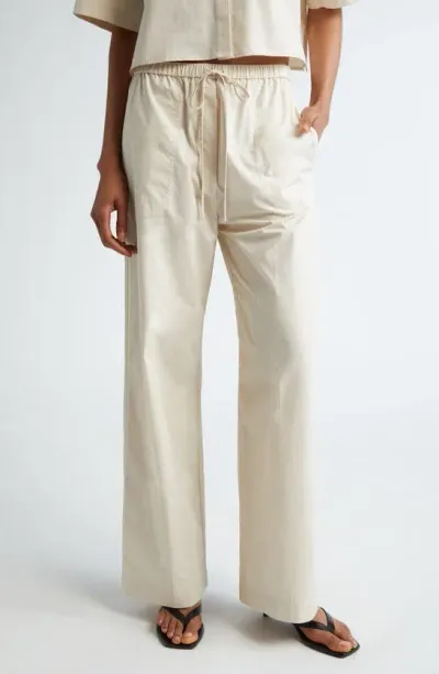 Totême Organic Cotton Poplin Drawstring Pants In Light Beige