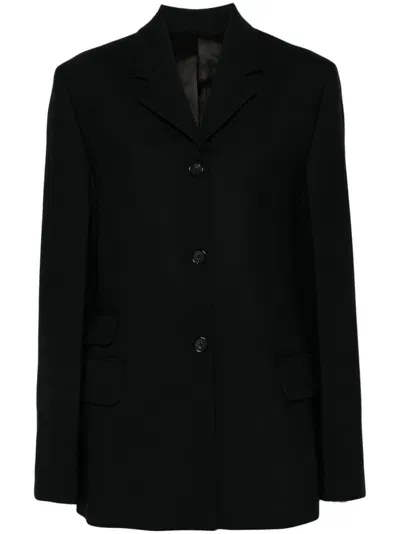 Totême Overlay Wool Blend Blazer In Black