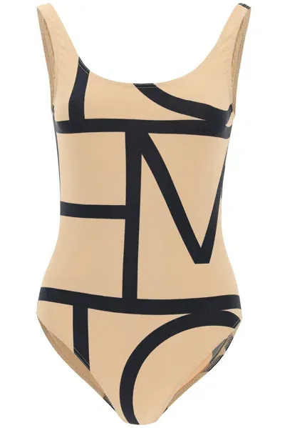 Totême Sleeveless Crewneck Swimsuit In Beige