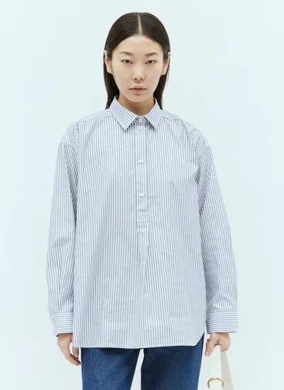 Totême Striped Half-placket Shirt In Blue