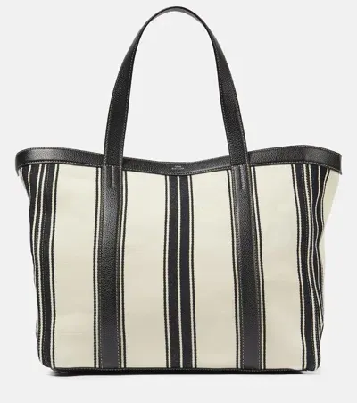 Totême Striped Jacquard Canvas Tote Bag In White