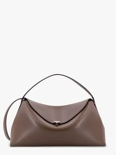 Totême T-lock Leather Clutch In Brown