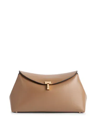 Totême T-lock Clutch Bag In Brown