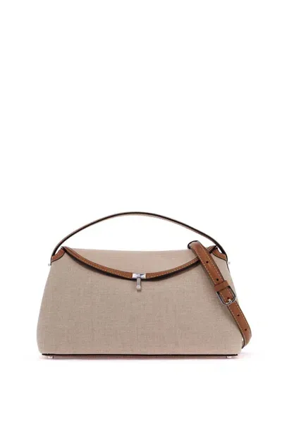 Totême T-lock Canvas Clutch In Neutro