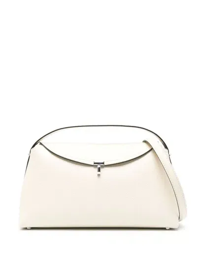 Totême T-lock Leather Shoulder Bag In White