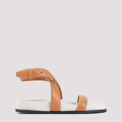 Totême Suede Flat Sandals In White