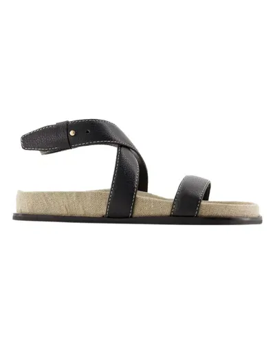 Totême Suede Flat Sandals In Black