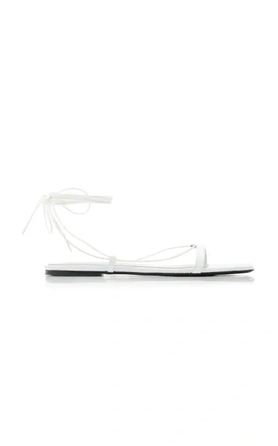 Totême The Croco Lace-up Leather Sandals In White