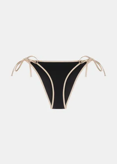 Totême Contrasting-trim Side-tie Bikini Bottoms In Black