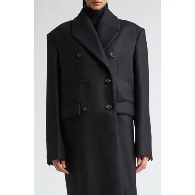 Totême Toteme Broad Double Breasted Recycled Wool Blend Coat In Black