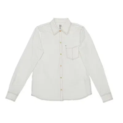 Totême Contrast Stitching Long Sleeve Shirt In White