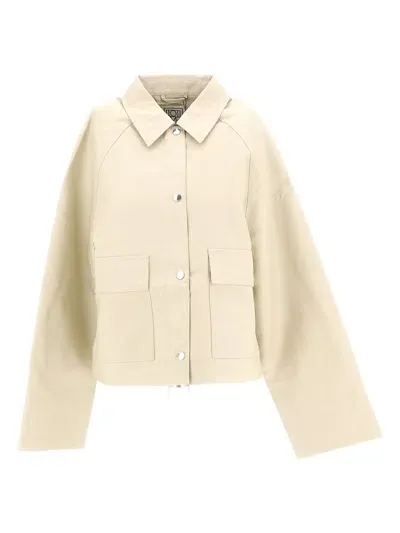 Totême Cropped Buttoned Jacket In Beige