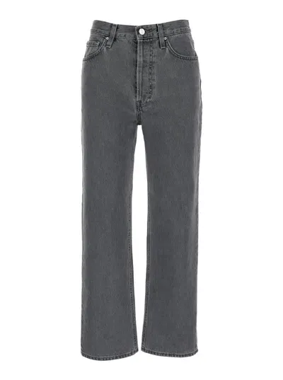 Totême Logo Patch Straight Leg Jeans In Grey