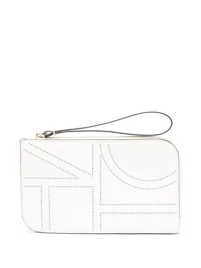 Totême Toteme Monogram Leather Wristlet Pouch Bags In White