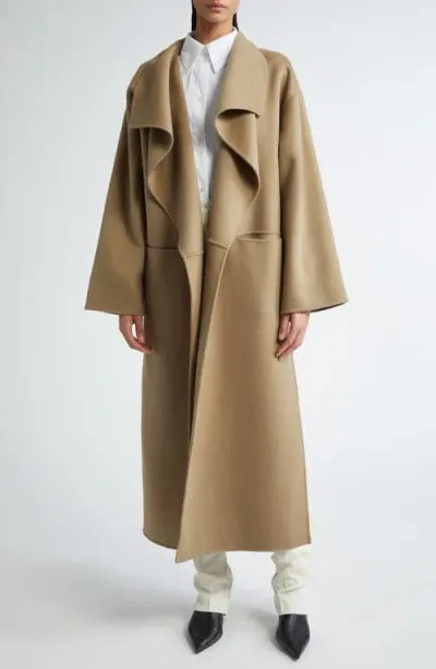 Totême Toteme Oversize Signature Two-tone Wool & Cashmere Coat In Truffle