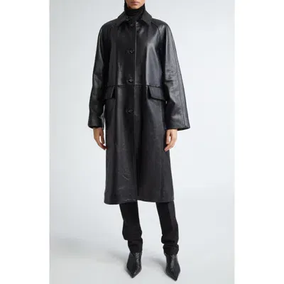 Totême Toteme Raglan Sleeve Leather Coat In Black