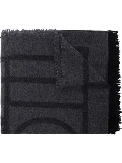 Totême Toteme Scarf In Dark Grey Monogram