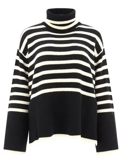 Totême Toteme Wool Striped Turtle-neck Jumper In Black