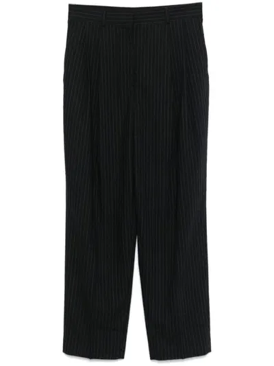 Totême Toteme Striped Slim Fit Trousers In Hook And Loop Closure