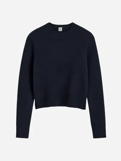 Totême Toteme Sweater By Cropped Knitted In Navy Blue