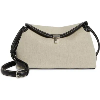 Totême Toteme T-lock Canvas Clutch In Ecru/black