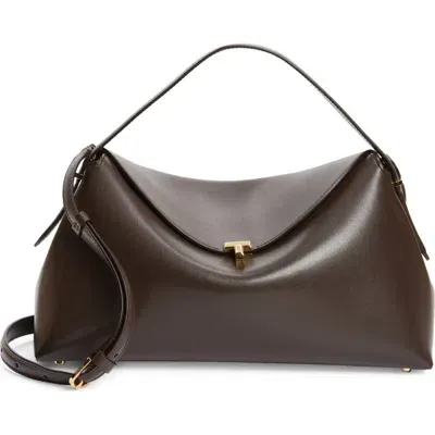 Totême T-lock Nappa Leather Top Handle Bag In Bark