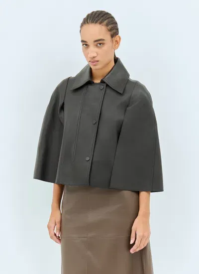 Totême Double Leather Cape In Black