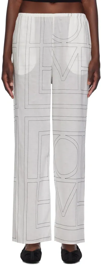 Totême Monogram Cotton Pyjama Pants In White