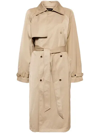 Tout A Coup Double-breasted Trench Coat In Neutrals