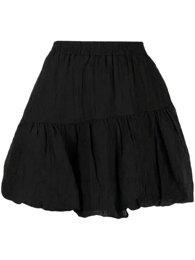 Tout A Coup Elasticated-waistband Tiered Mini Skirt In Black