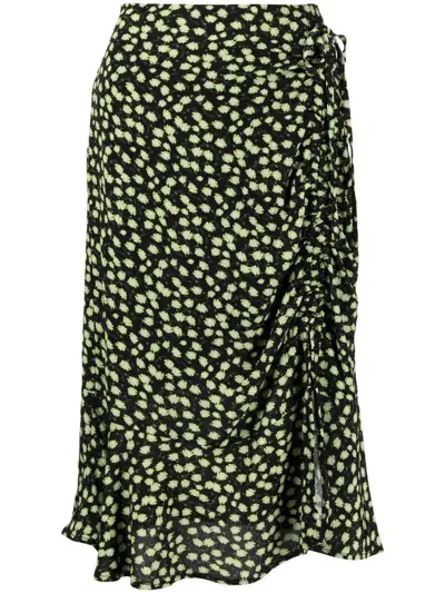 Tout A Coup Floral-print Tiered Skirt In Black