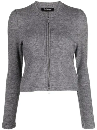 Tout A Coup Mélange Fine-ribbed Cropped Cardigan In Grey