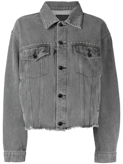 Tout A Coup Stud-embellishes Denim Jacket In Grey