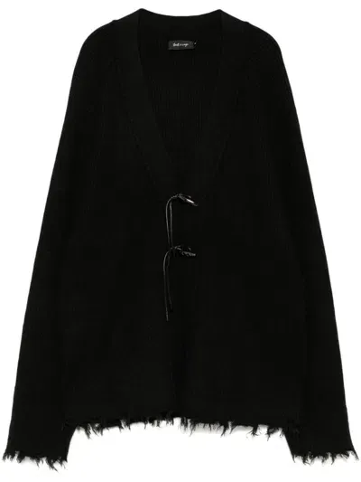 Tout A Coup V-neck Raw-edged Cardigan In Black