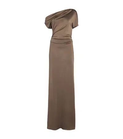 Tove Asymmetric Inez Maxi Dress In Brown