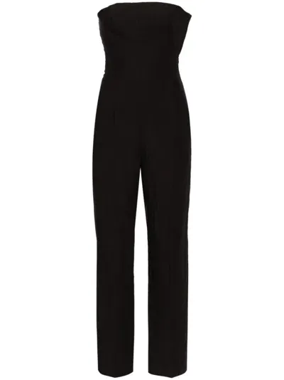 Tove Ita Strapless Linen Jumpsuit In Black