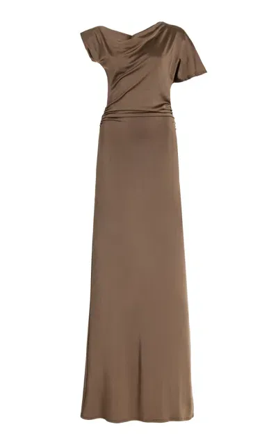 Tove Inez Draped Jersey Maxi Dress In Brown