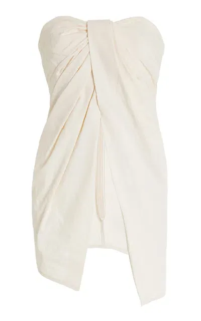 Tove Tuiren Wrap-effect Strapless Cotton Top In White