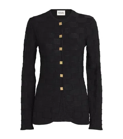 Tove Uma Check Jacquard-knit Cardigan In Black