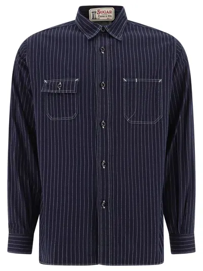 Toyo Enterprise "wabash Work" Striped Shirt In Blue