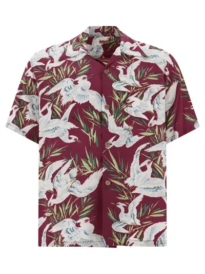 Toyo Enterprise White Egret Shirts In Bordeaux