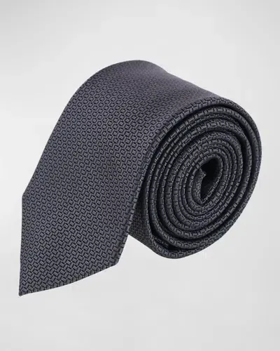 Trafalgar The Monte Bello Interlocked Silk Tie In Graphite