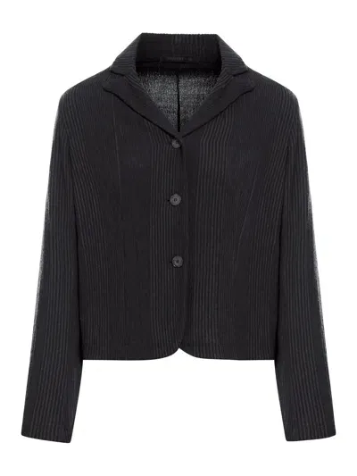 Transit Regular Fit Jacket In Embossed Pinstripe Wool Blend In Black